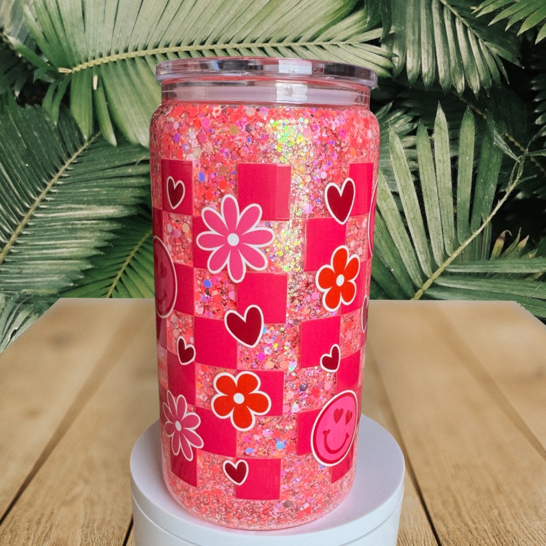 Love More Worry Less Glass Snowglobe Cup