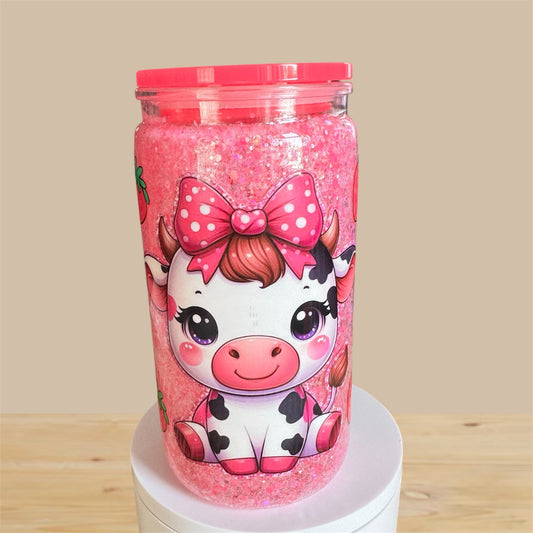 Strawberry Cow Acrylic Snowglobe Cup