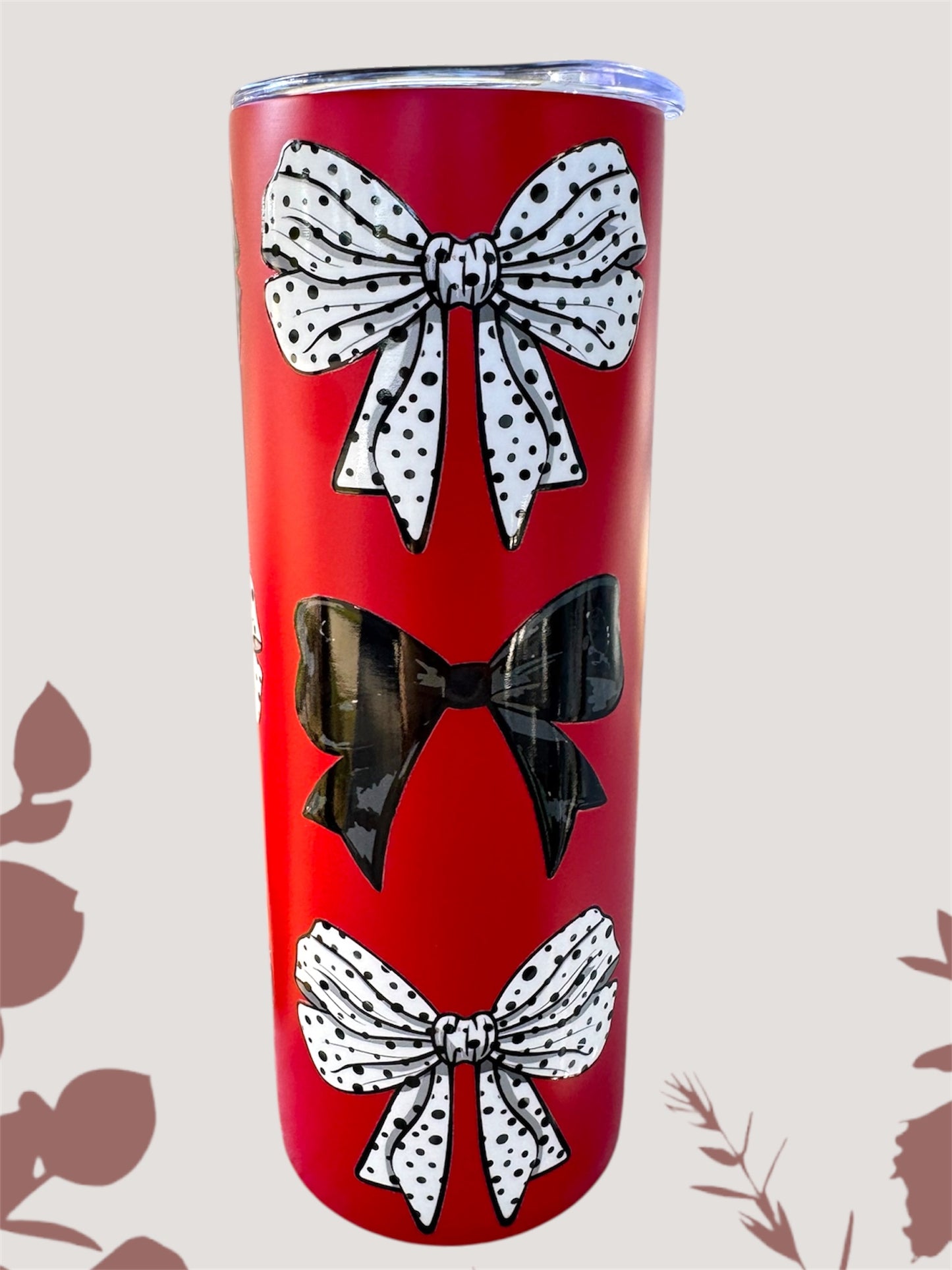 Black & White Bows on Red Tumbler