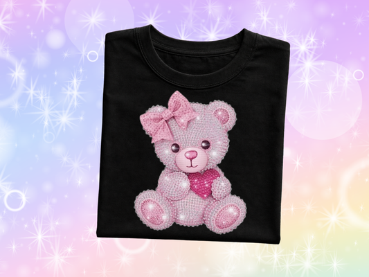 Pink Teddy Faux Rhinestone T-Shirt