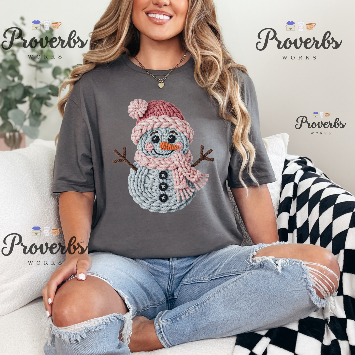 Snowman Faux Yarn T-Shirt