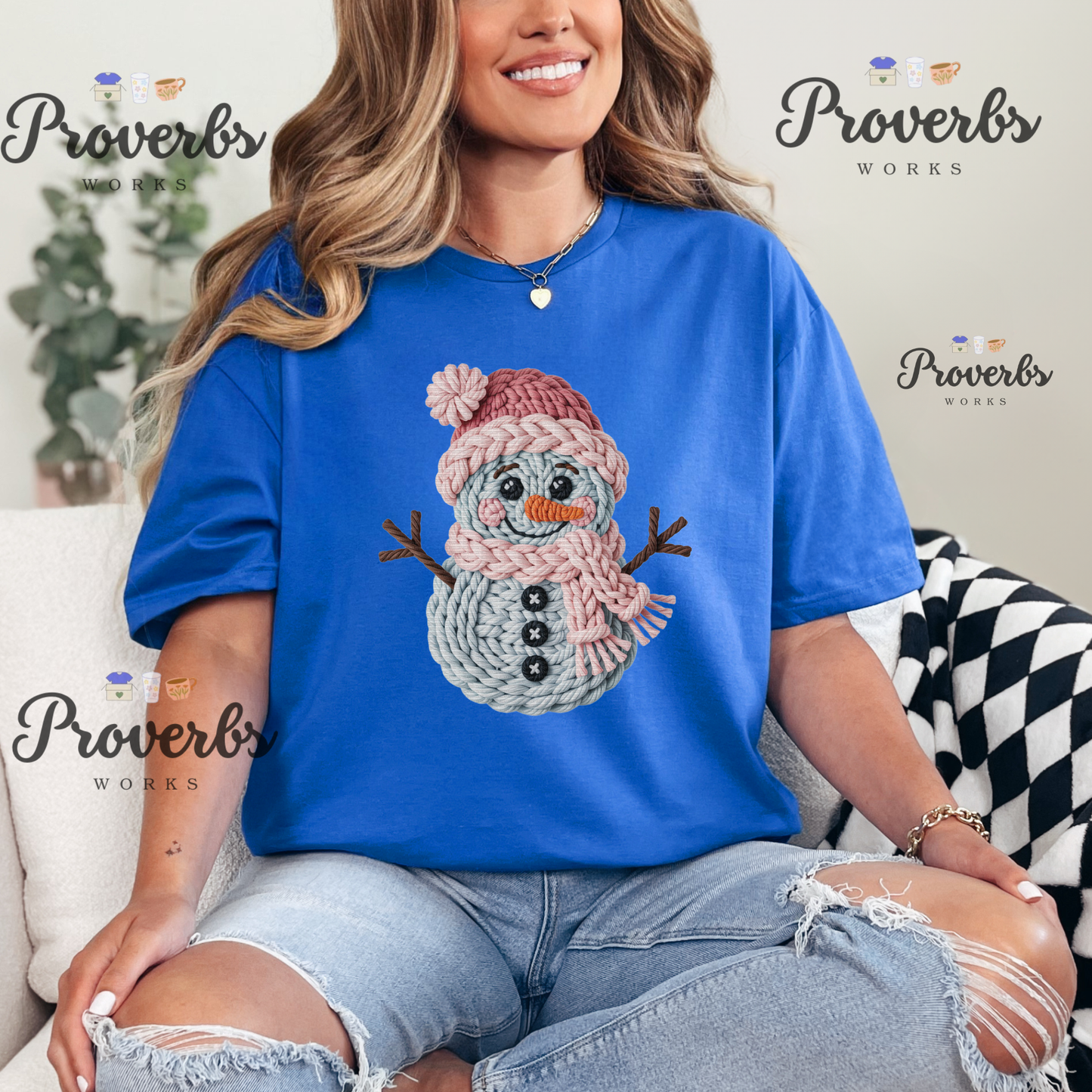 Snowman Faux Yarn T-Shirt
