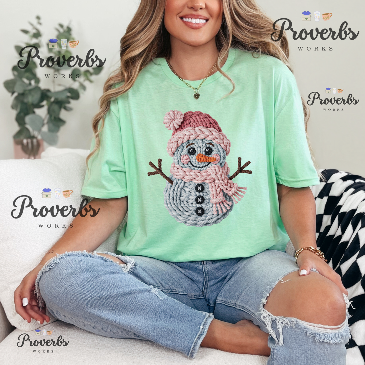 Snowman Faux Yarn T-Shirt