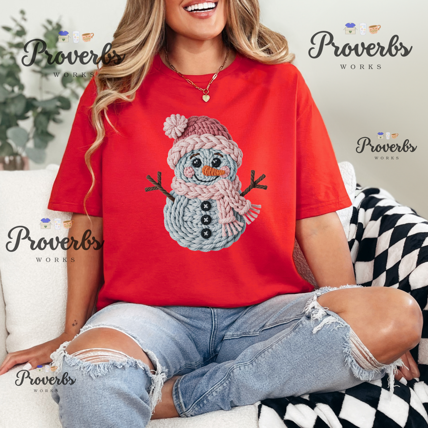 Snowman Faux Yarn T-Shirt
