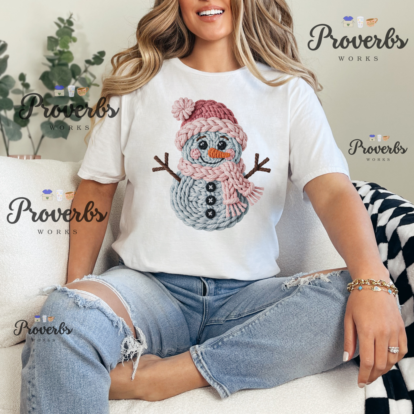 Snowman Faux Yarn T-Shirt