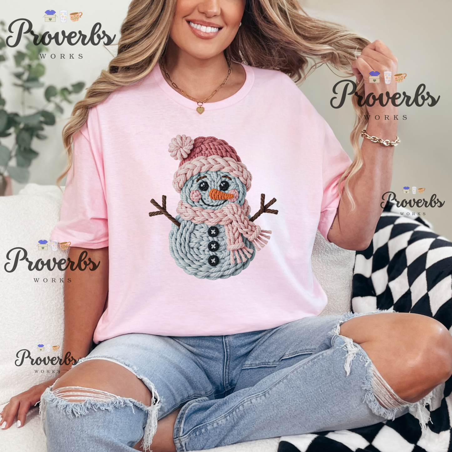 Snowman Faux Yarn T-Shirt