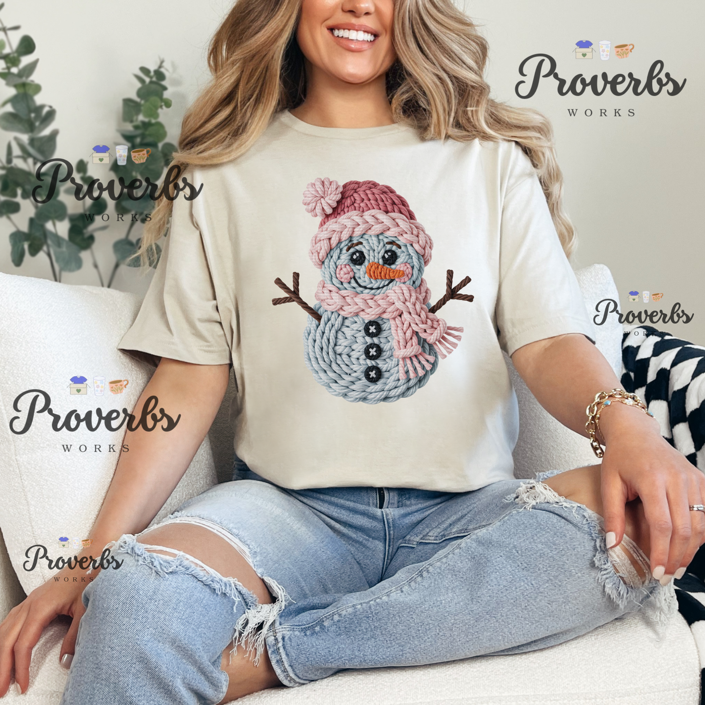 Snowman Faux Yarn T-Shirt