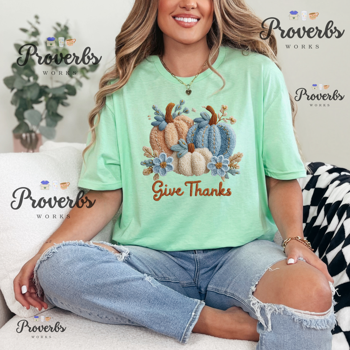 Give Thanks Faux Yarn T-Shirt