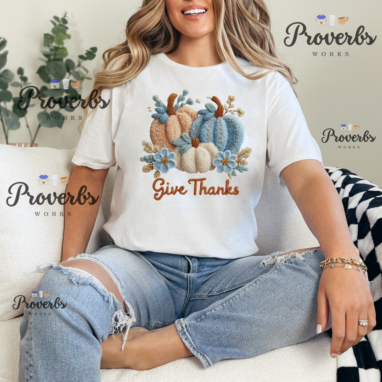 Give Thanks Faux Yarn T-Shirt