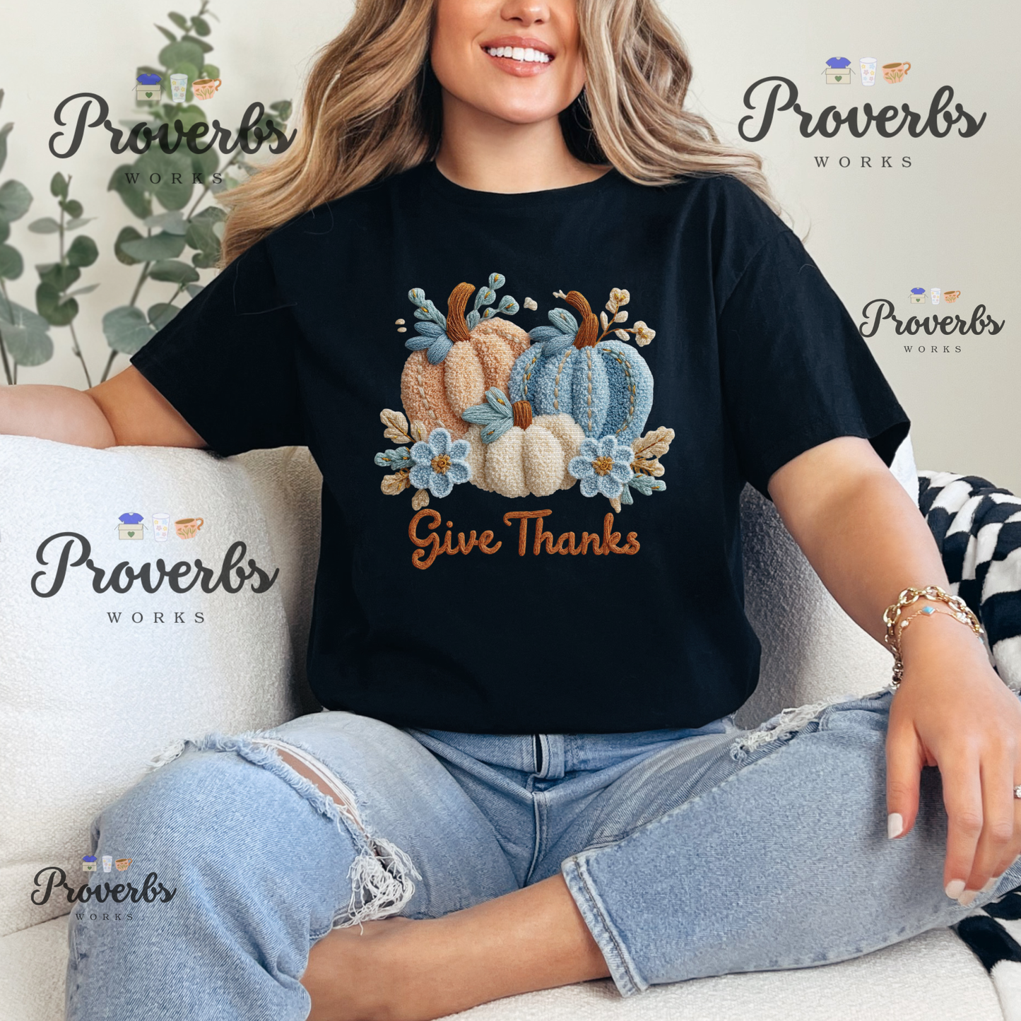 Give Thanks Faux Yarn T-Shirt
