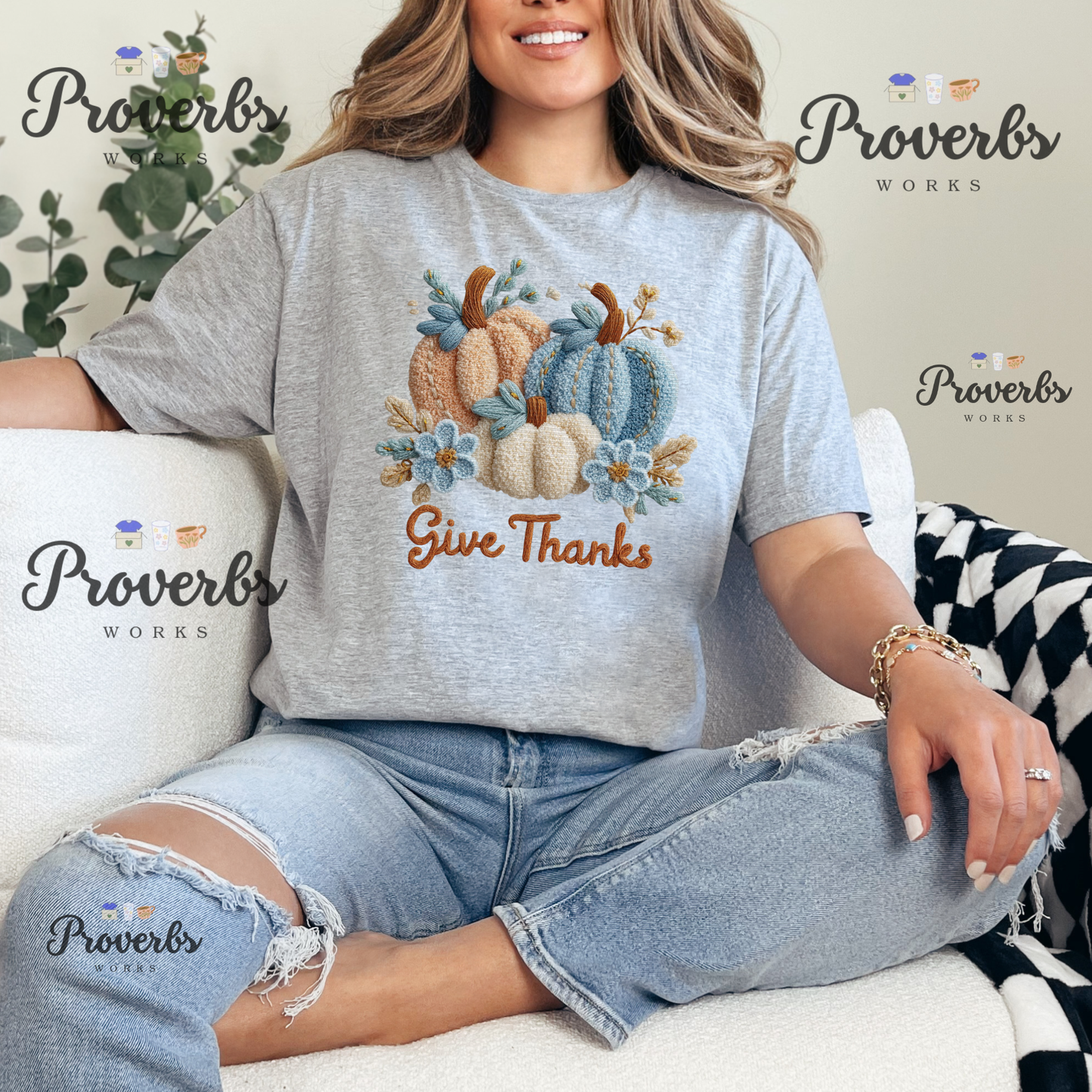 Give Thanks Faux Yarn T-Shirt