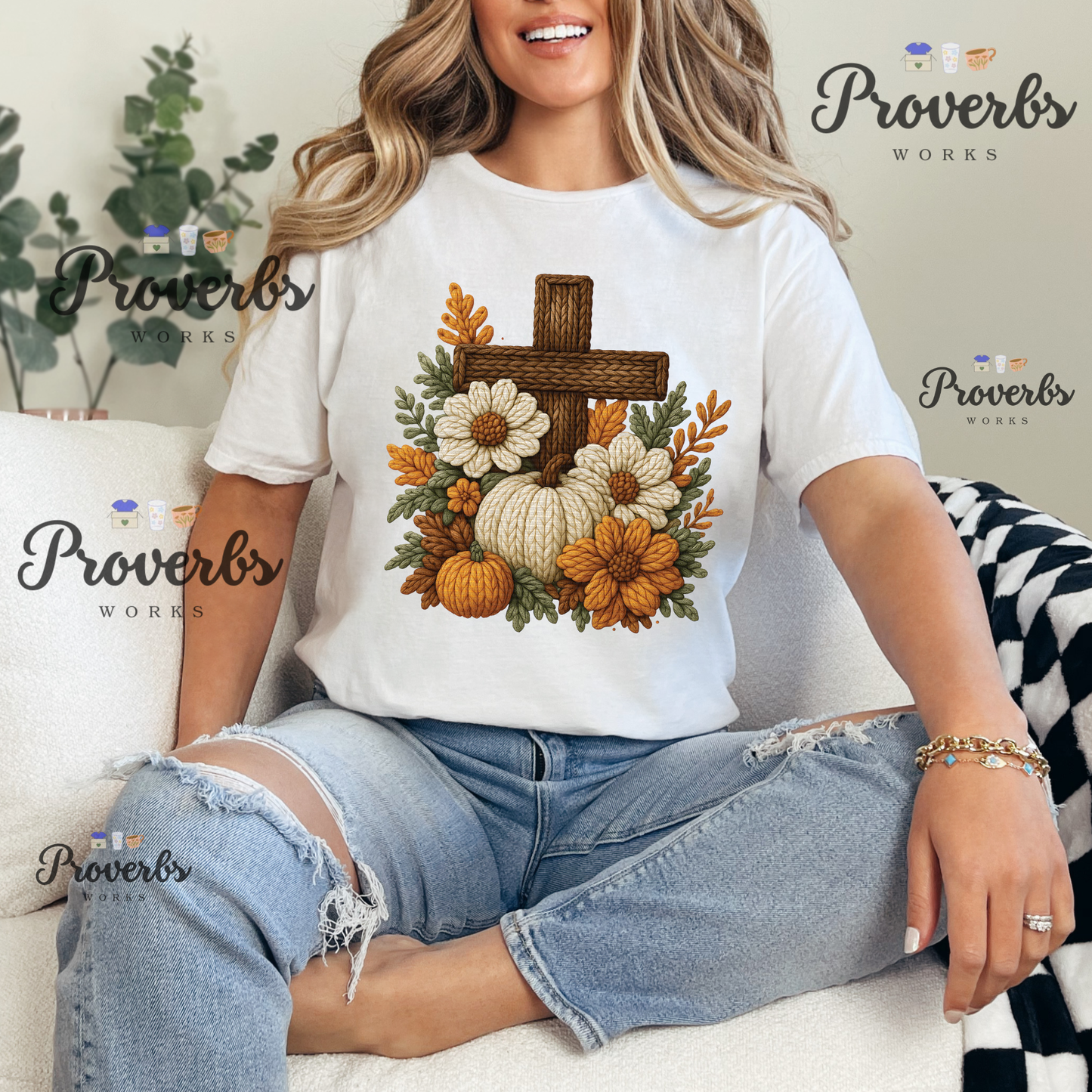 Cross Faux Yarn T-Shirt