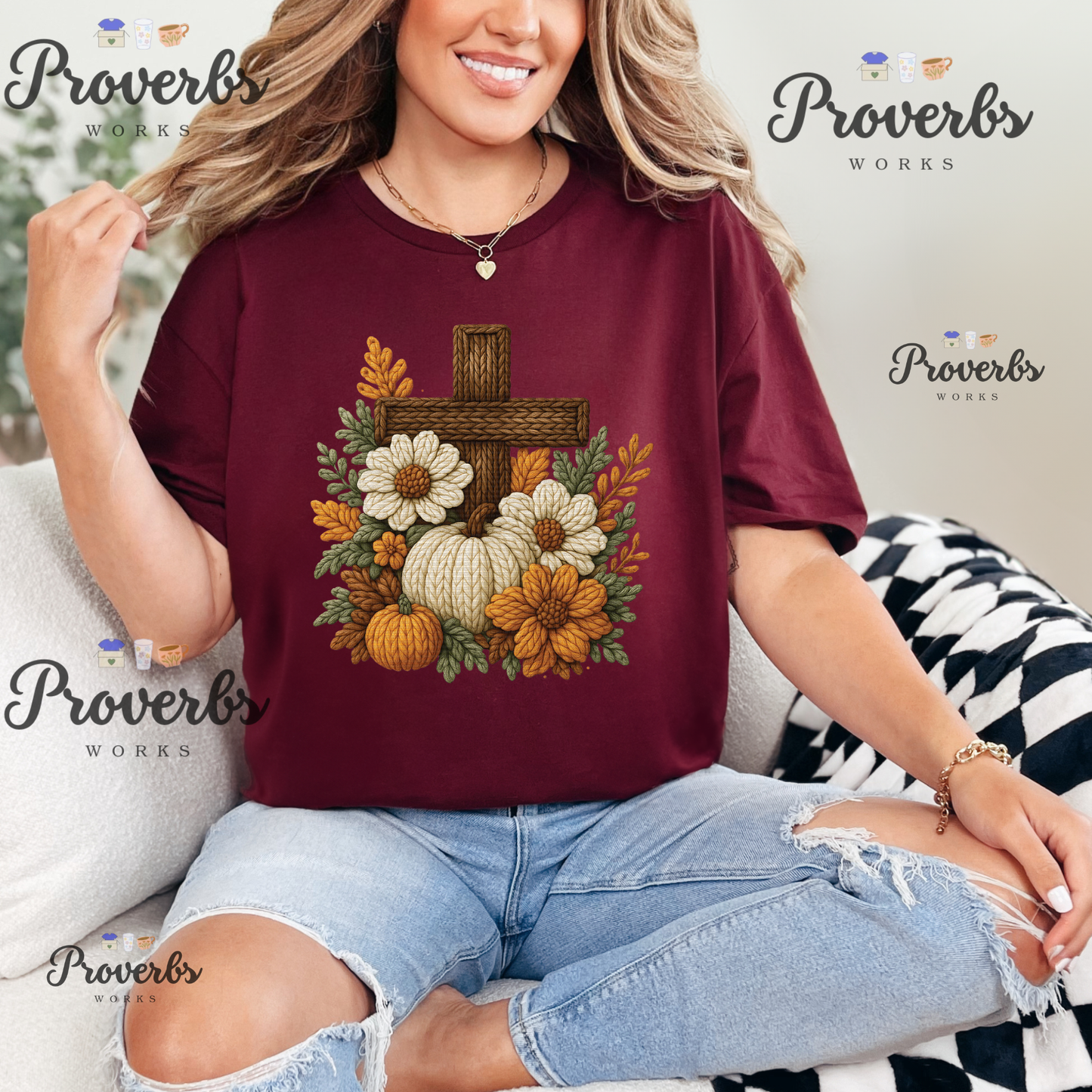 Cross Faux Yarn T-Shirt