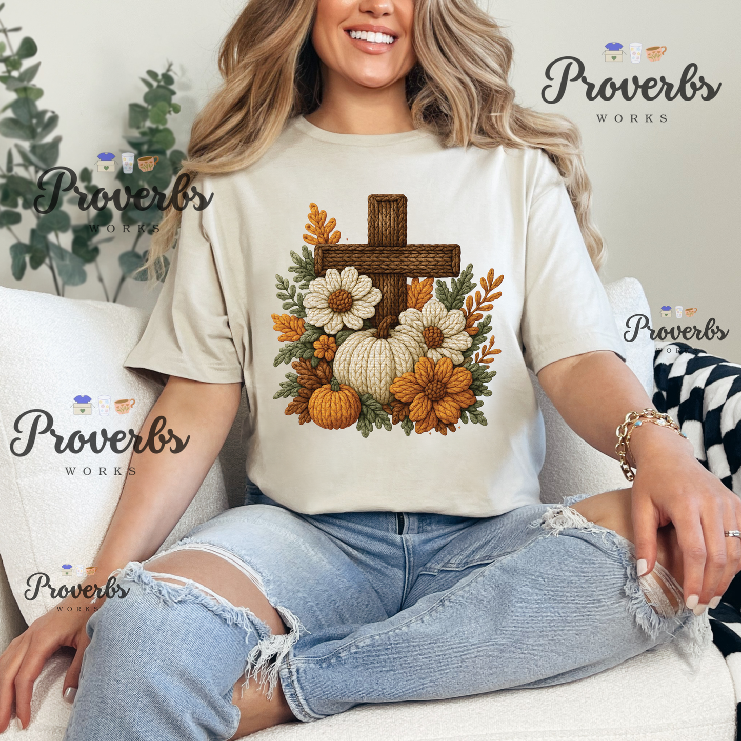 Cross Faux Yarn T-Shirt