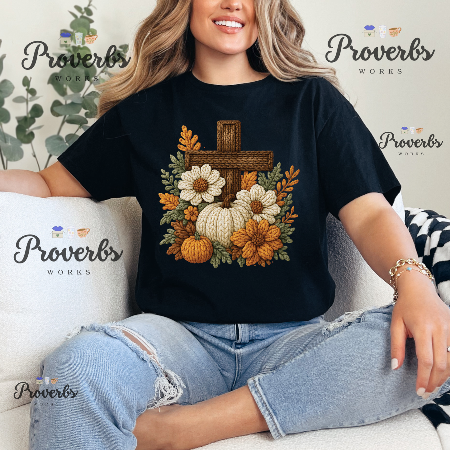Cross Faux Yarn T-Shirt