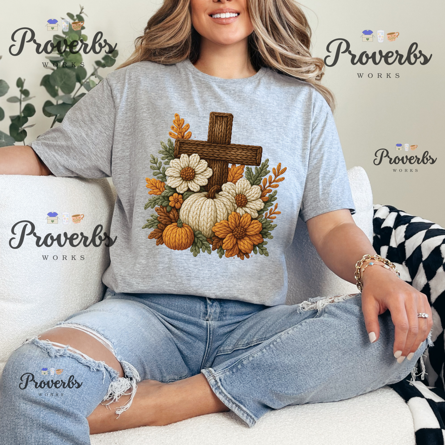 Cross Faux Yarn T-Shirt