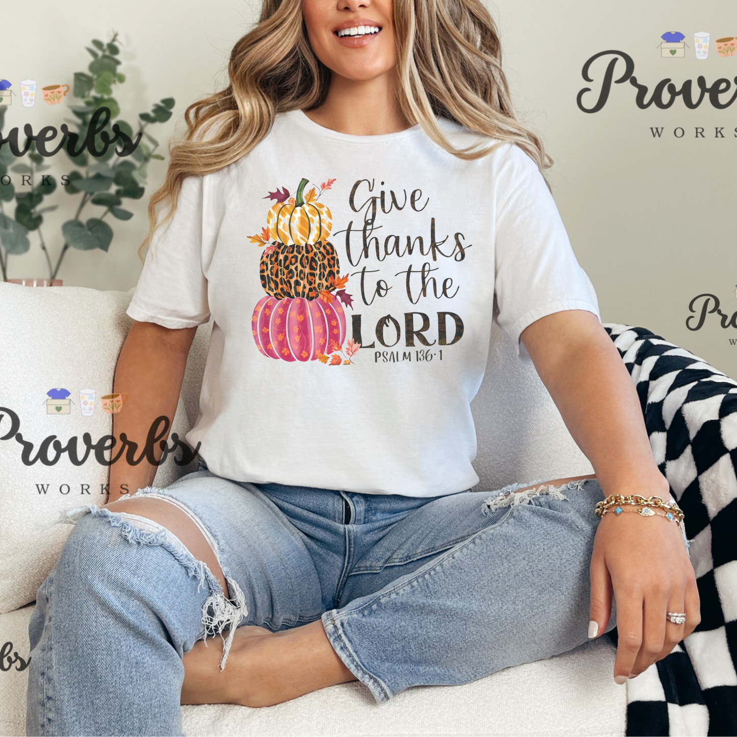 Give Thanks Psalm 136 T-Shirt