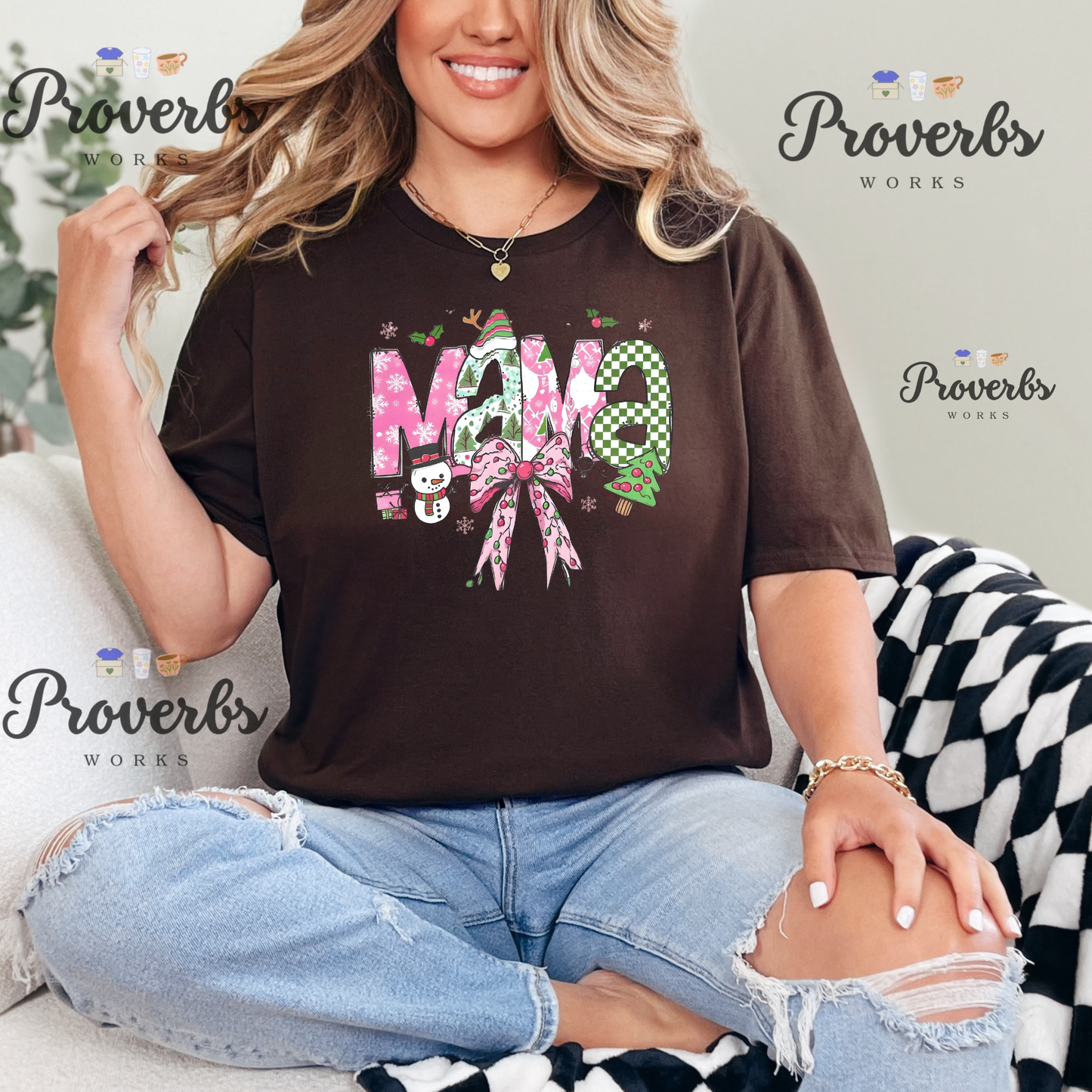 Mama Christmas Bow T-Shirt