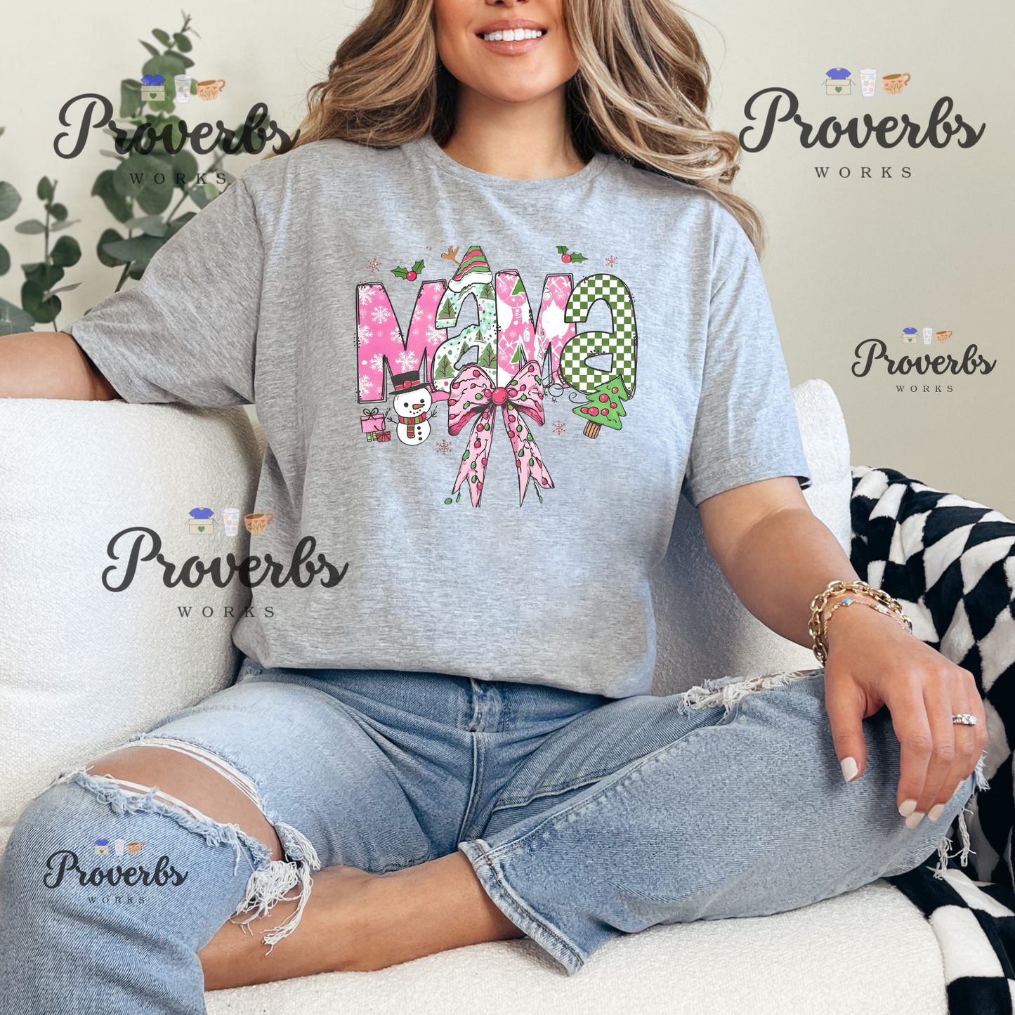 Mama Christmas Bow T-Shirt