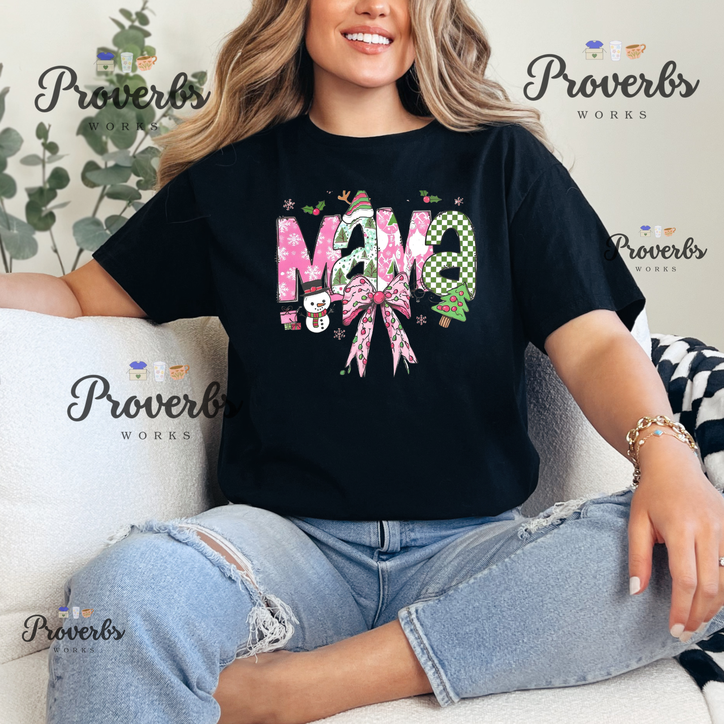 Mama Christmas Bow T-Shirt