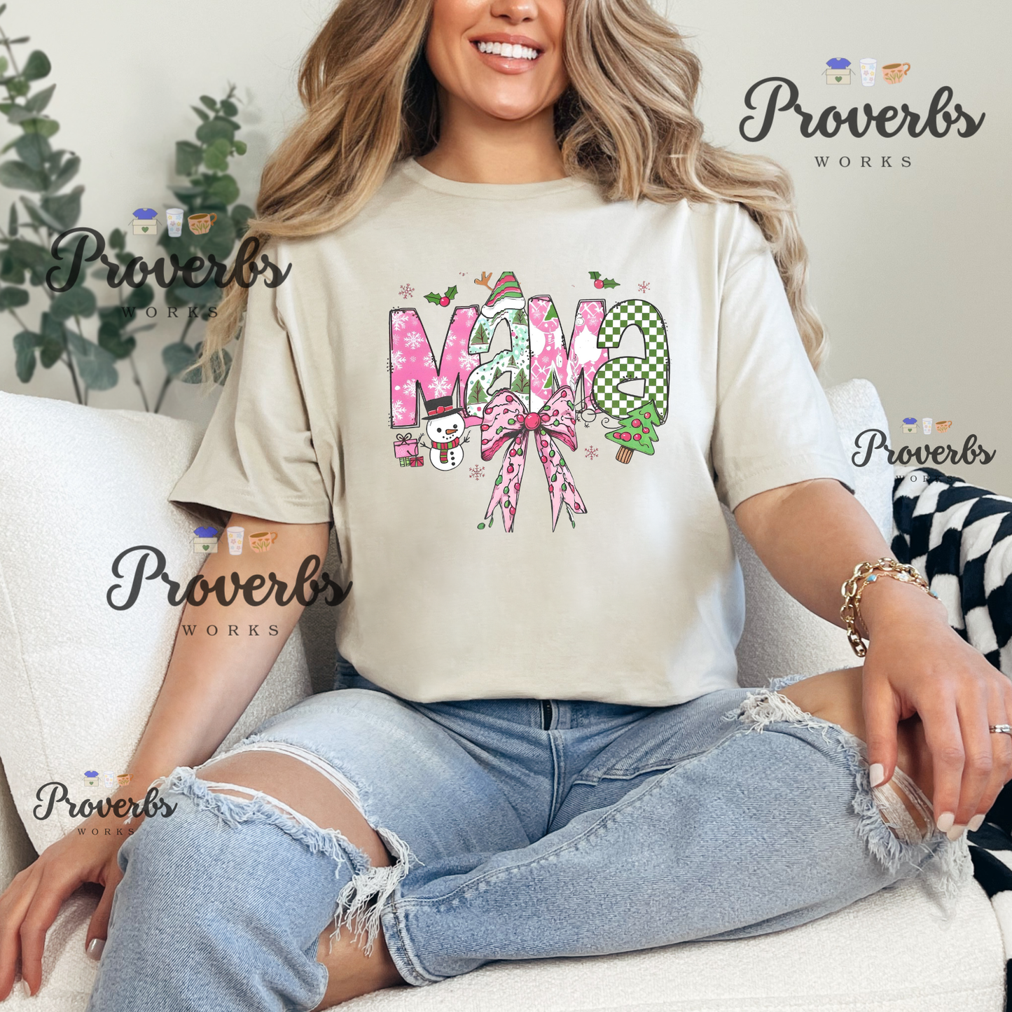 Mama Christmas Bow T-Shirt