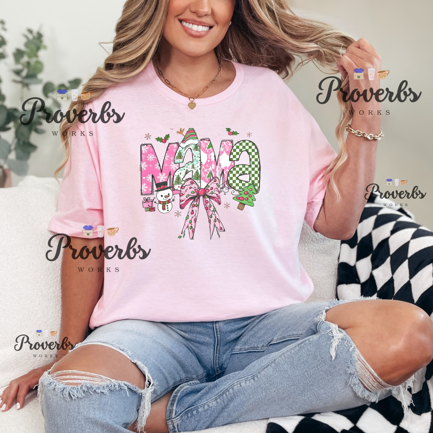 Mama Christmas Bow T-Shirt