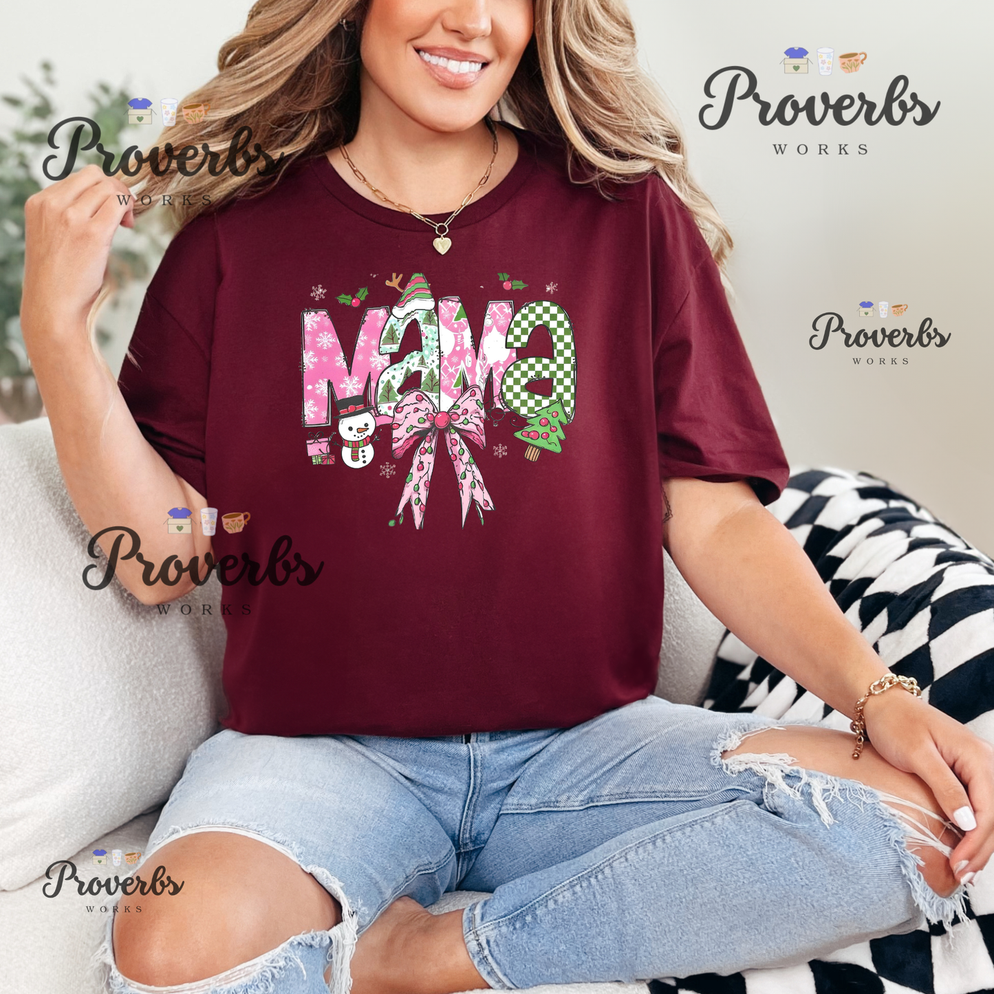 Mama Christmas Bow T-Shirt