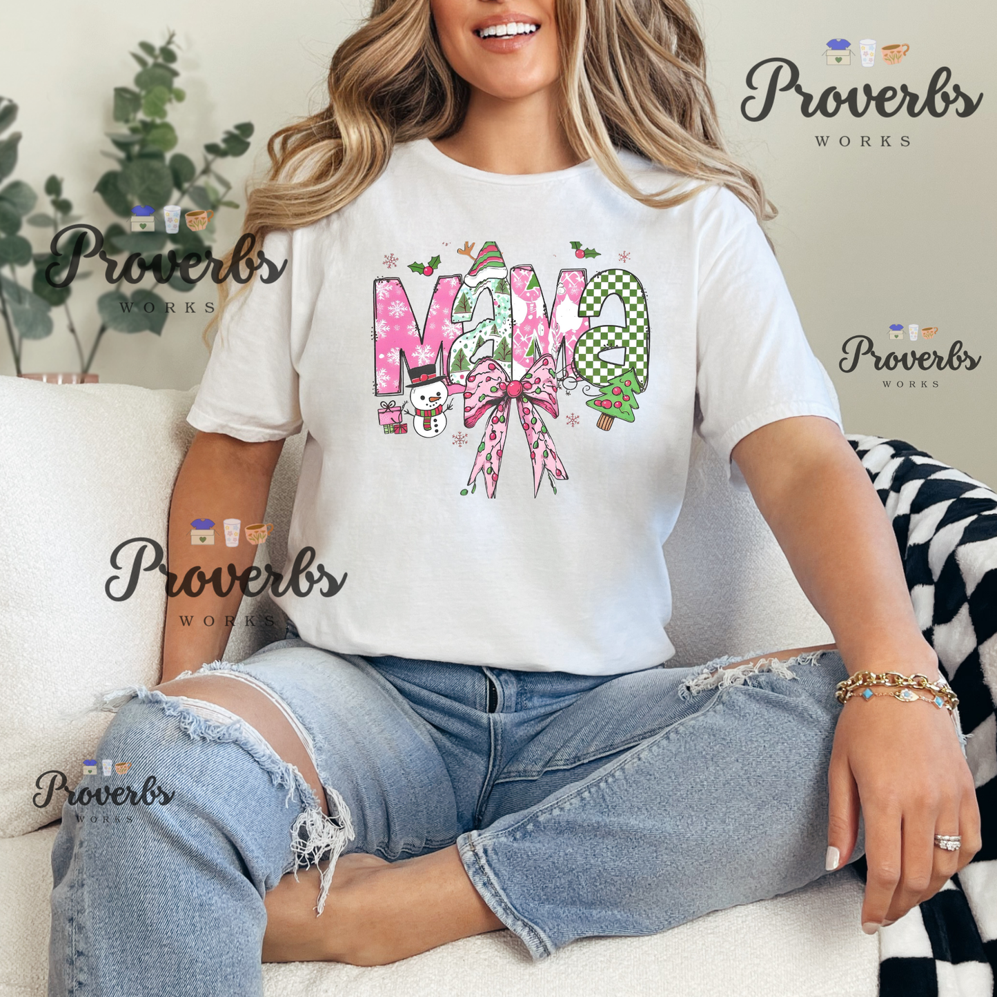 Mama Christmas Bow T-Shirt