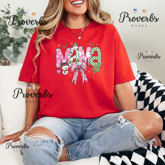 Mama Christmas Bow T-Shirt