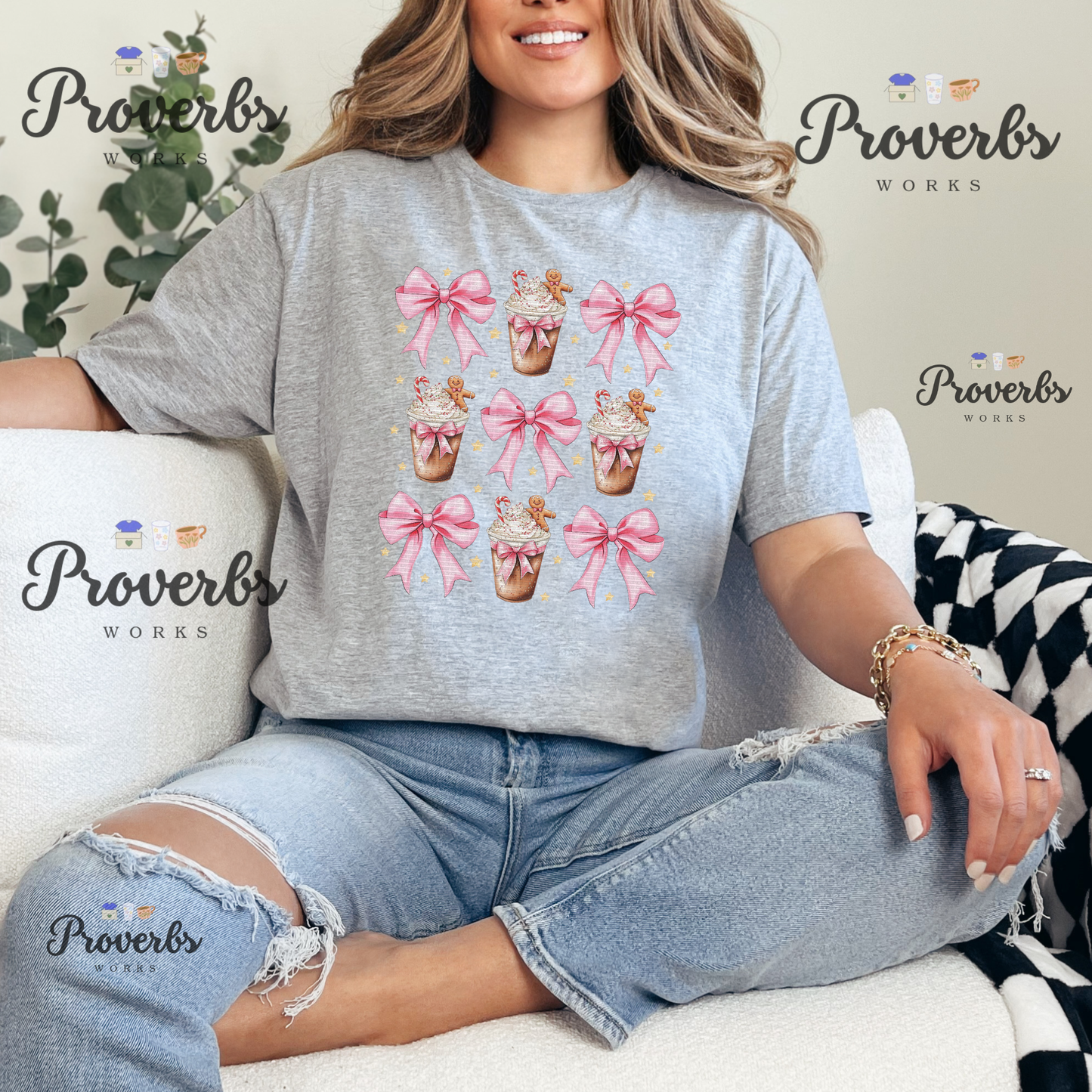 Gingerbread Pink Bow Coffee T-Shirt