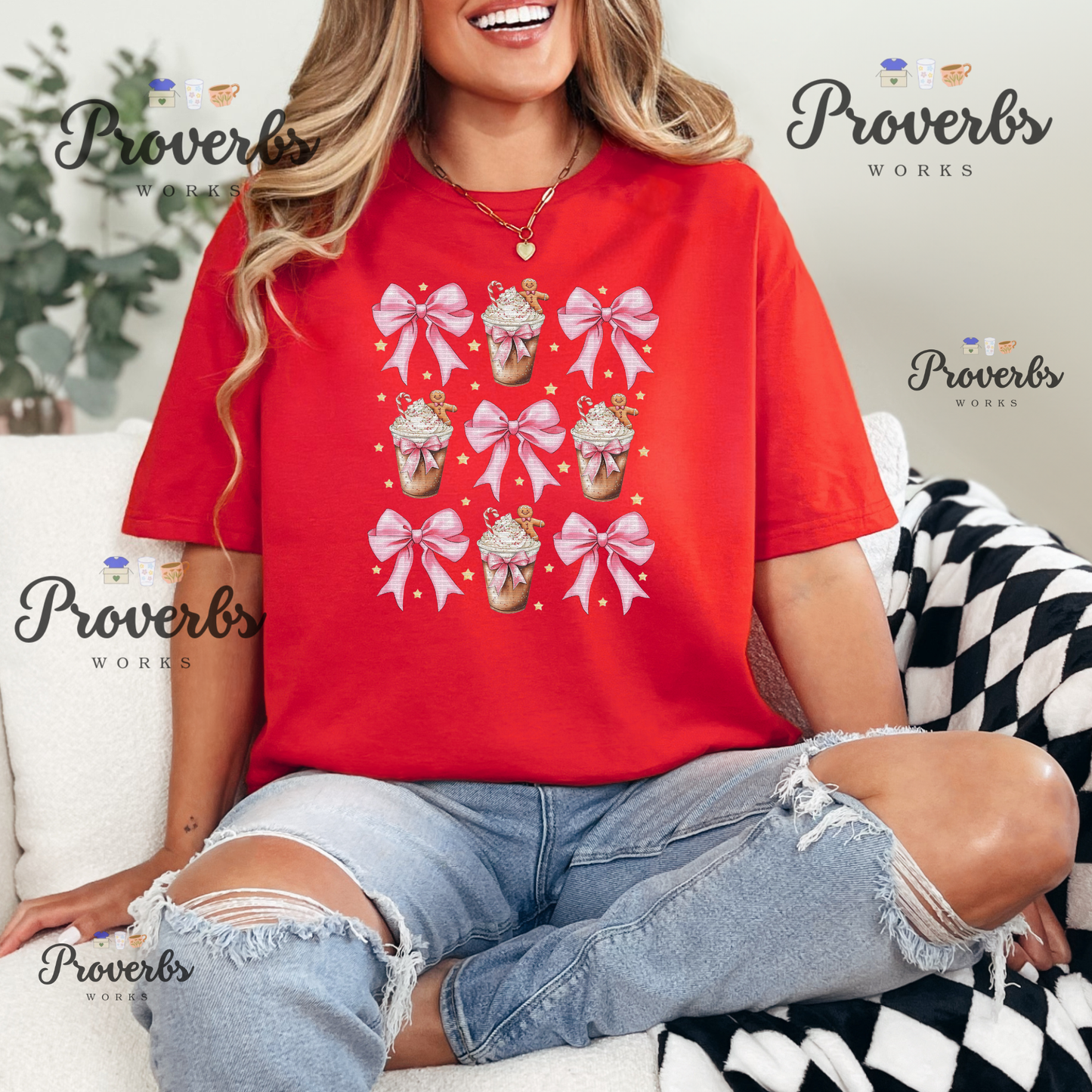 Gingerbread Pink Bow Coffee T-Shirt