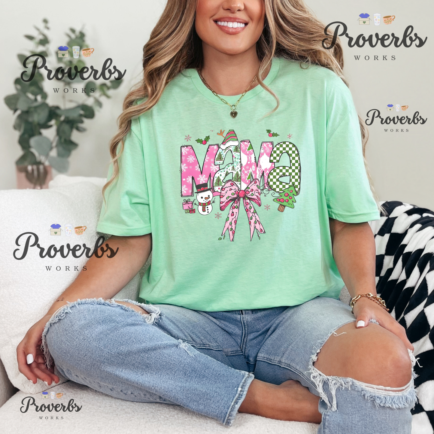 Mama Christmas Bow T-Shirt