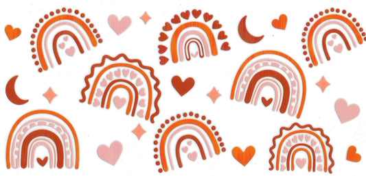 Boho Hearts Rainbow Design